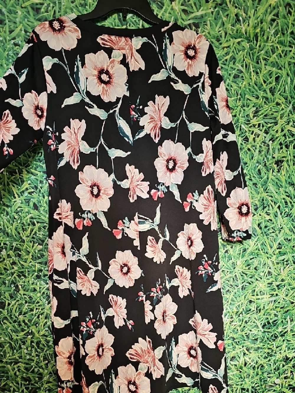 Apt. 9 Black Long-Sleeve Dress with Pink Floral Print - Picture 5 of 6